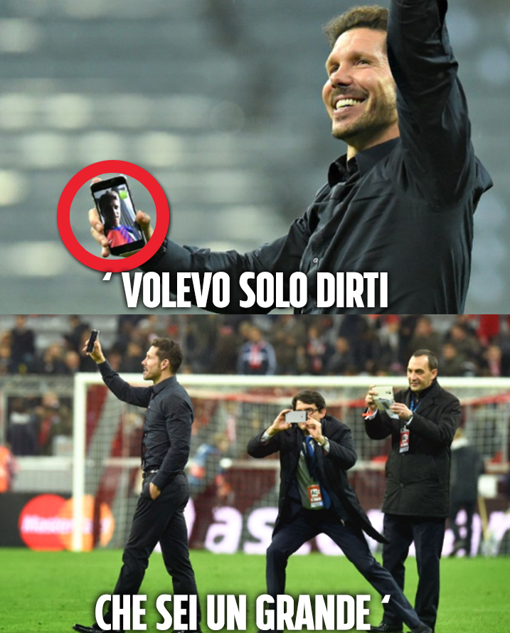 PROPRIO AL CENTRO DEL CAMPO, SIMEONE RICEVE UNA VIDEOCHIAMATA DA UNA PERSONA MOLTO SPECIALE - 04/05/2016